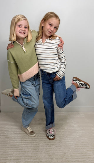 Textured Stripe Girls Top - Shop Hidden Treasure Boutique