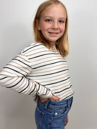 Textured Stripe Girls Top - Shop Hidden Treasure Boutique