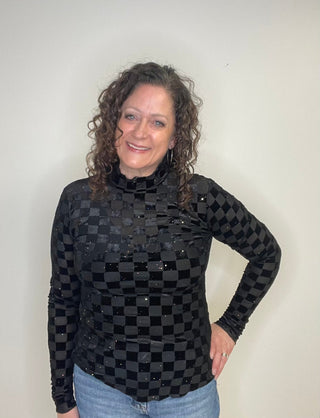 Times Square Velvet Mesh Top - Shop Hidden Treasure Boutique