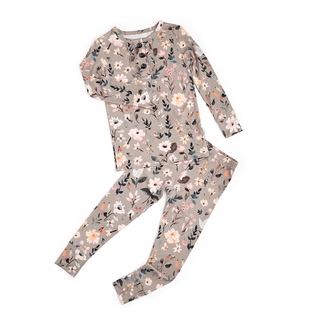 Floral toddler pajama set on a white background