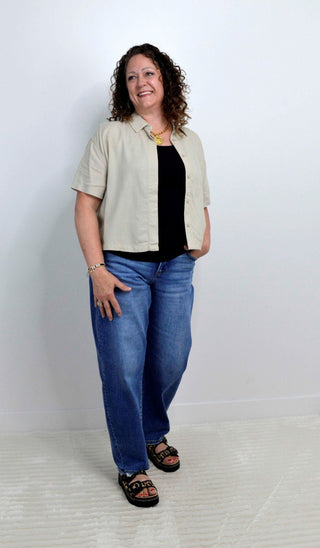 Tummy Control Barrel Jeans - Shop Hidden Treasure Boutique