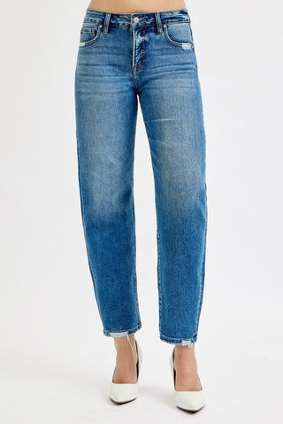 Tummy Control Barrel Jeans - Shop Hidden Treasure Boutique