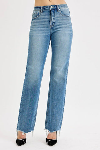 Tummy Control Wide Leg Jeans - Light Wash - Shop Hidden Treasure Boutique