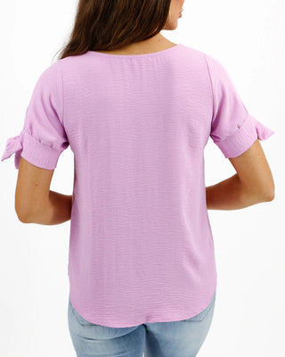 Twist Sleeve Top - Lilac - Shop Hidden Treasure Boutique