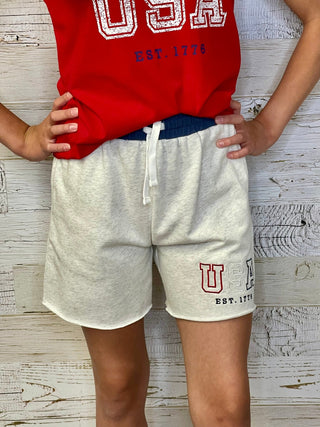 USA Raw Edge Sweatshort - Shop Hidden Treasure Boutique