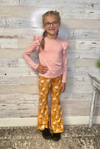 Vintage Pink L/S Ruffle Tee - Shop Hidden Treasure Boutique