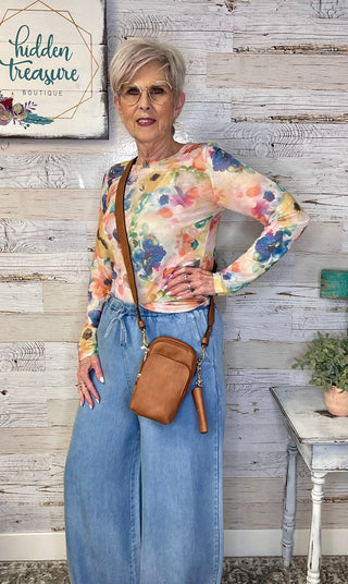 Watercolor Floral Mesh Top - Shop Hidden Treasure Boutique