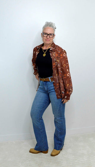 Western Chiffon Blouse - Shop Hidden Treasure Boutique