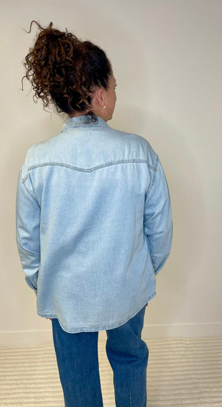 Western Yoke Denim Shirt - Shop Hidden Treasure Boutique
