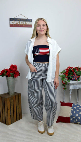 White Woven Button Down - Shop Hidden Treasure Boutique