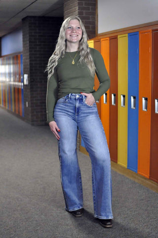 Wide Leg Jeans With Side Seam - Shop Hidden Treasure Boutique