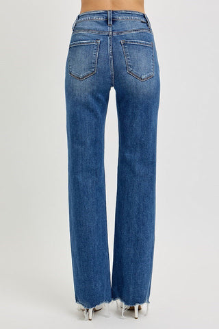 Wide Leg Raw Hem Tummy Control Jeans - Shop Hidden Treasure Boutique