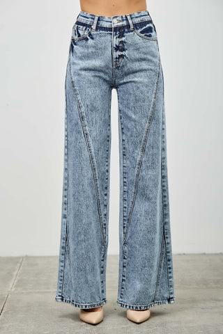 Wide Leg Seam Detail Jeans - Shop Hidden Treasure Boutique