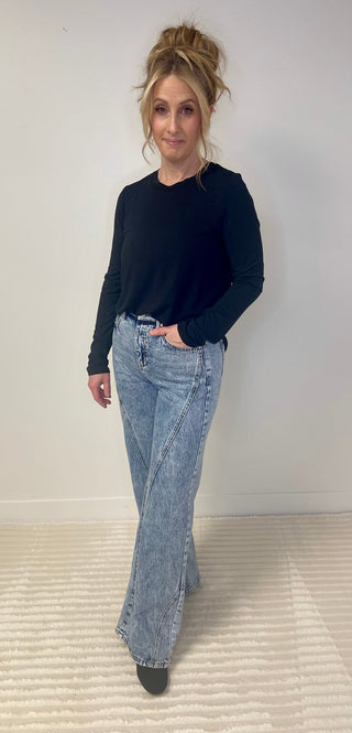 Wide Leg Seam Detail Jeans - Shop Hidden Treasure Boutique