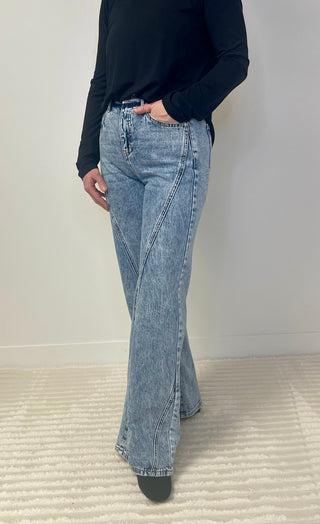 Wide Leg Seam Detail Jeans - Shop Hidden Treasure Boutique