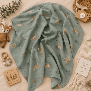 Woodland Buck Muslin Swaddle - Shop Hidden Treasure Boutique