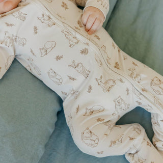 zip up footie pajama animal print