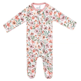 floral zip up footie pajama