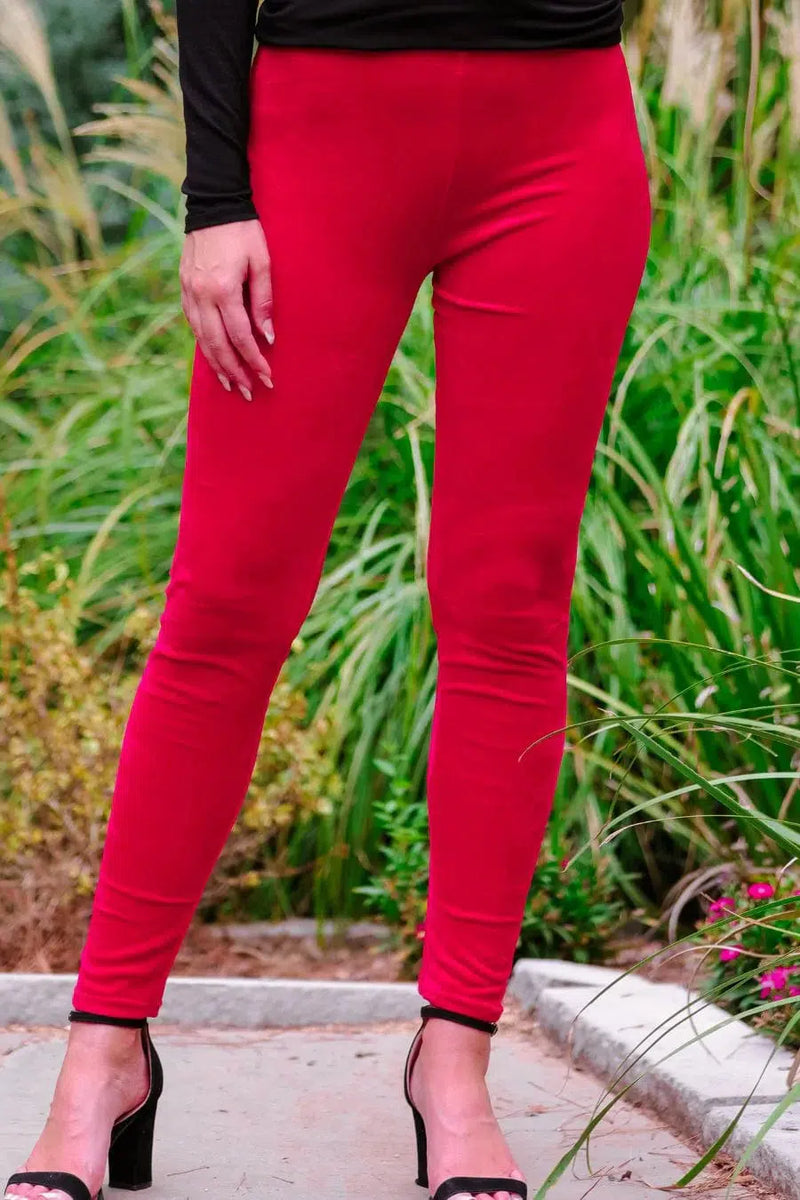 Vanessa Red Velvet Leggings