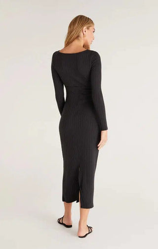 Orla Rib Midi Dress - Black - Shop Hidden Treasure Boutique